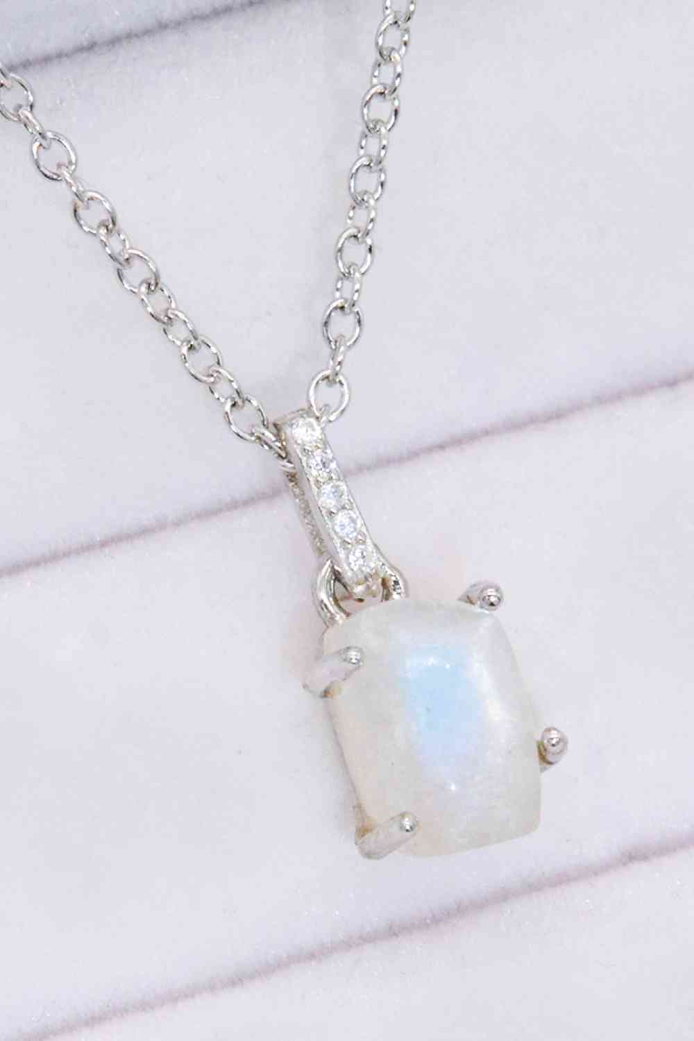 Natural Moonstone 4-Prong Pendant Necklace