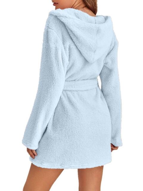 Tie Waist Hooded Robe