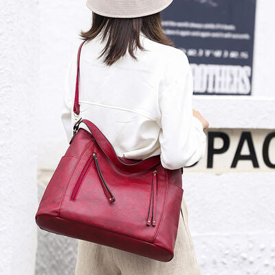 Textured PU Leather Tote Bag