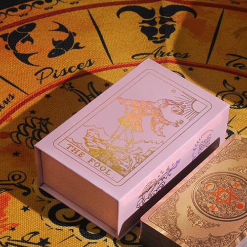 80-Card Gold Foil PVC Plastic Tarot Cards With Guidebook & Box