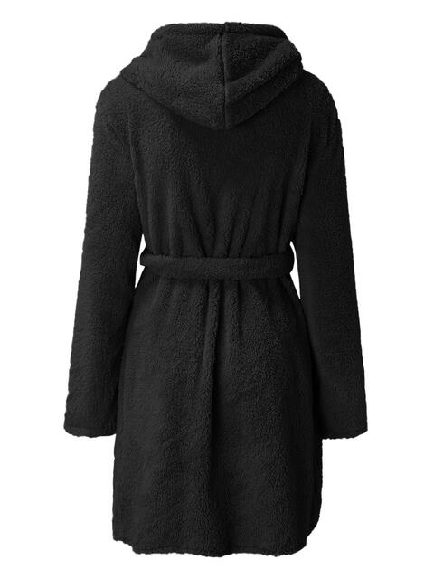 Tie Waist Hooded Robe