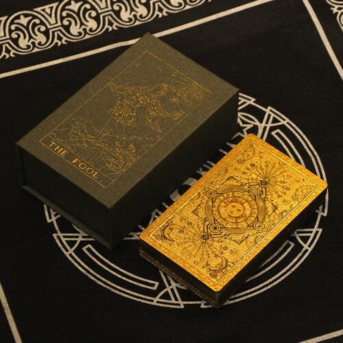 80-Card Gold Foil PVC Plastic Tarot Cards With Guidebook & Box