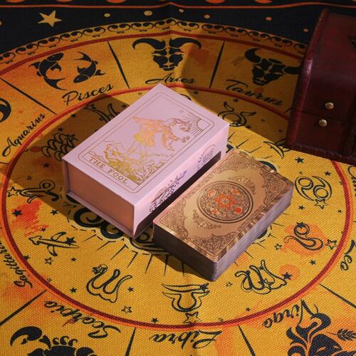 80-Card Gold Foil PVC Plastic Tarot Cards With Guidebook & Box